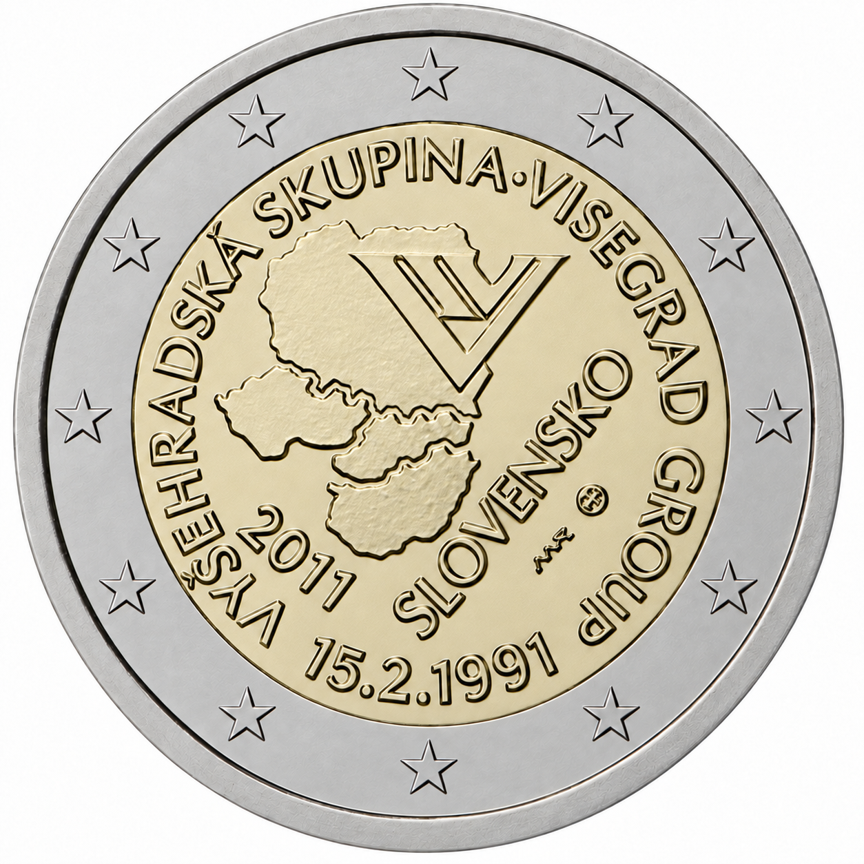 2 Euros Visegrad Group (Uncoloured)